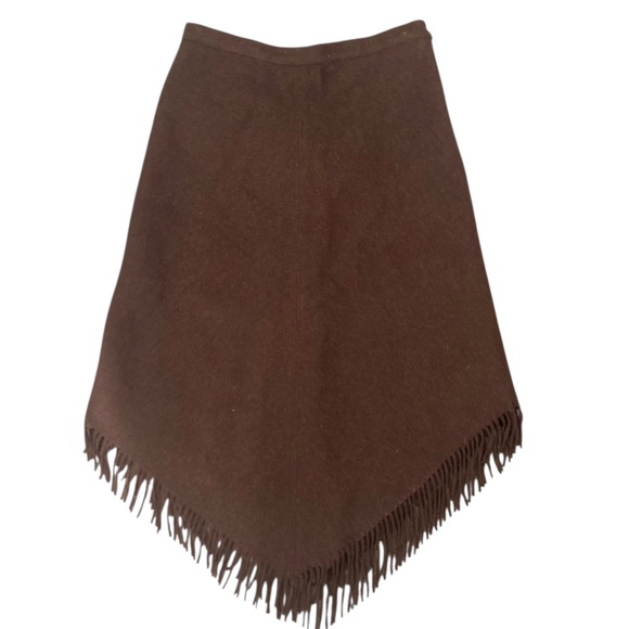Peruvian Connection Baby Alpaca Wool Fringe Skirt in Chestnut Truffle Brown - Picture 4 of 9